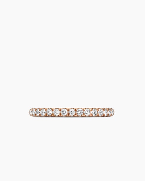Womens Cable Collectibles® Stack Ring in 18K Rose Gold with Diamonds, 2mm