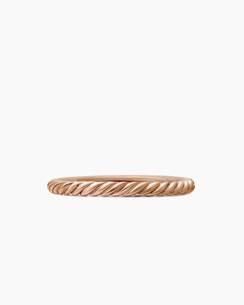 Womens Cable Collectibles® Stack Ring in 18K Rose Gold with Diamonds, 2mm