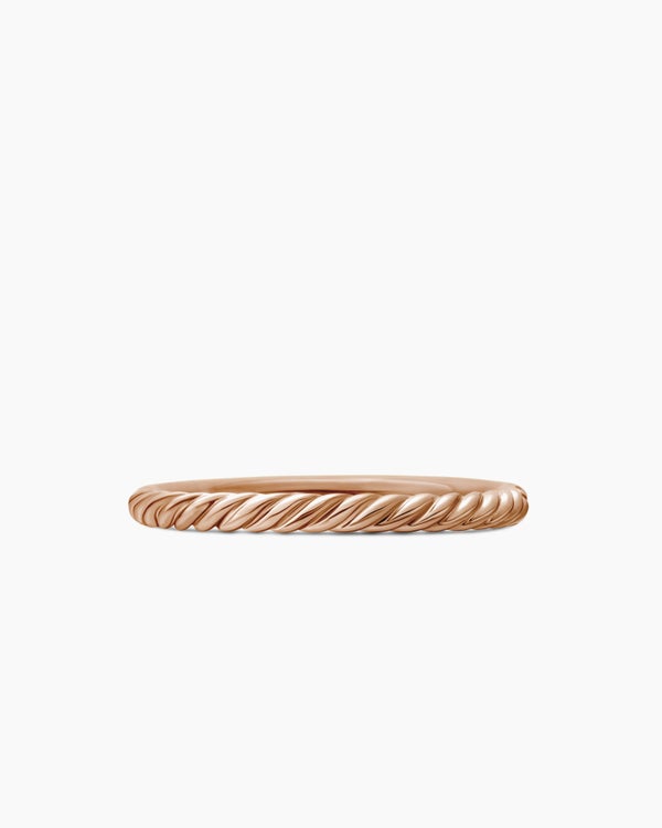 Cable Collectibles Stack Ring in 18K Rose Gold with Diamonds, 2mm