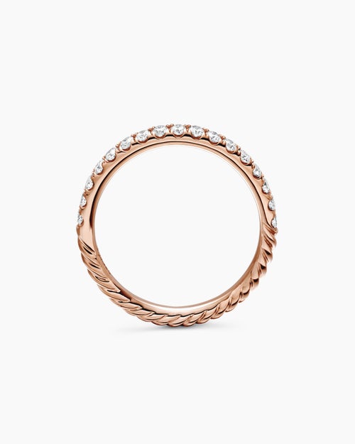 Womens Cable Collectibles® Stack Ring in 18K Rose Gold with Diamonds, 2mm