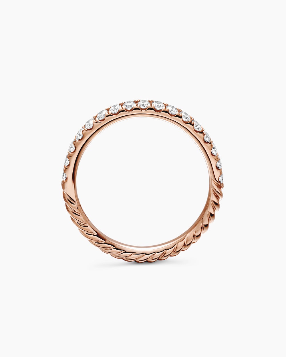 Womens Cable Collectibles Stack Ring in 18K Rose Gold with Diamonds, 2mm