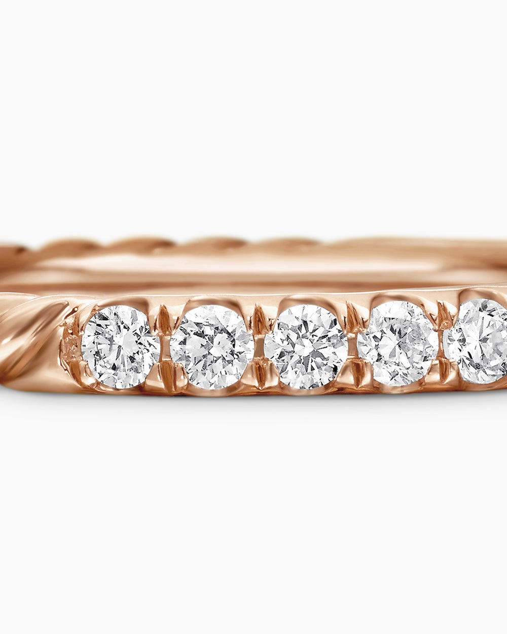 Womens Cable Collectibles Stack Ring in 18K Rose Gold with Diamonds, 2mm