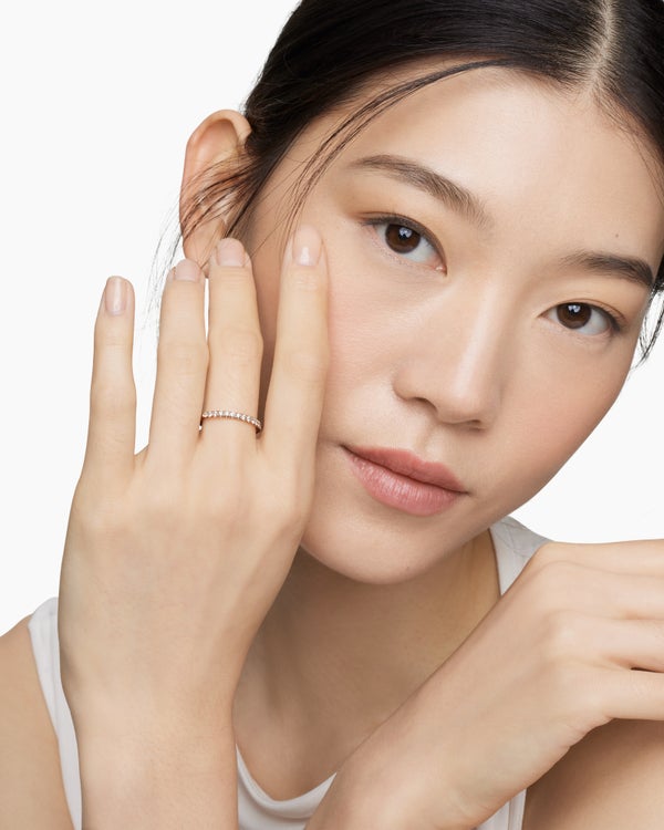 Cable Collectibles Stack Ring in 18K Rose Gold with Diamonds, 2mm