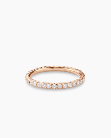 Cable Collectibles Stack Ring in 18K Rose Gold with Diamonds, 2mm