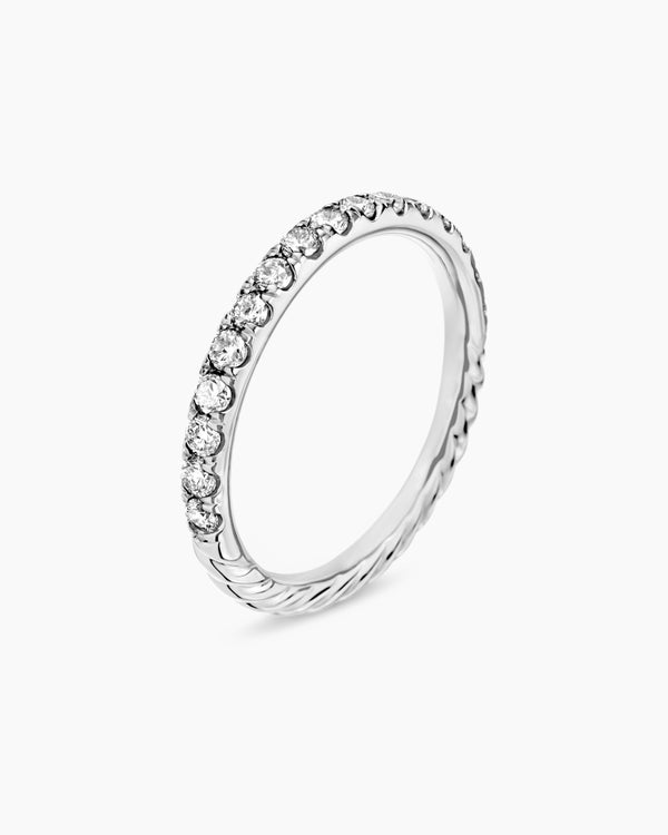 Cable Collectibles Stack Ring in 18K White Gold with Diamonds, 2mm