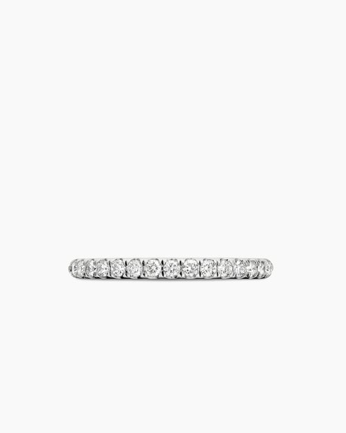Womens Cable Collectibles Stack Ring in 18K White Gold with Diamonds, 2mm