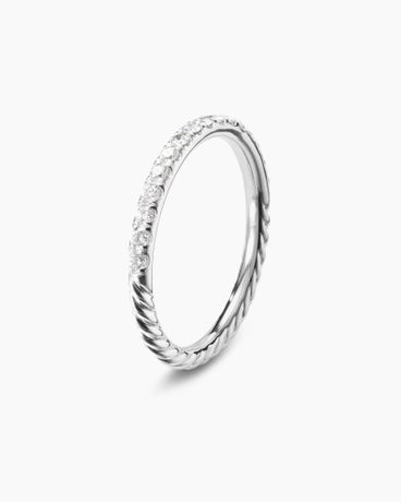 Cable Collectibles® Stack Ring in 18K White Gold with Diamonds, 2mm