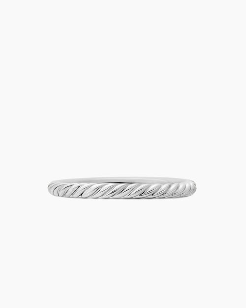 Womens Cable Collectibles® Stack Ring in 18K White Gold with Diamonds, 2mm