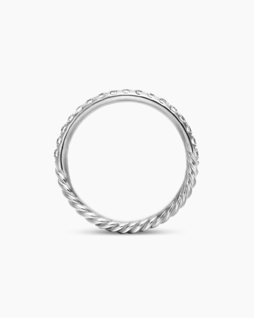 Womens Cable Collectibles® Stack Ring in 18K White Gold with Diamonds, 2mm