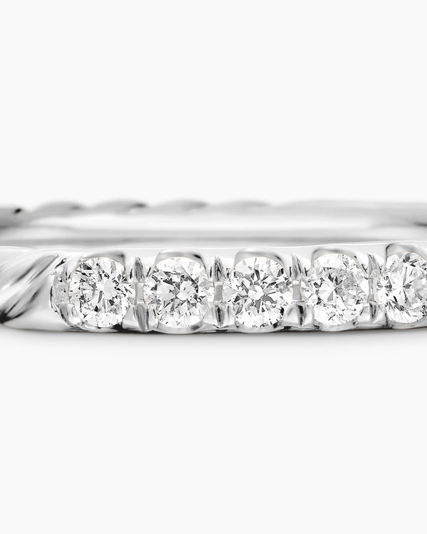 Cable Collectibles Stack Ring in 18K White Gold with Diamonds, 2mm