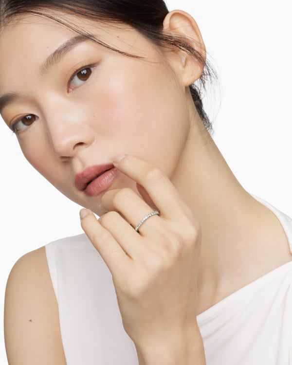 Cable Collectibles Stack Ring in 18K White Gold with Diamonds, 2mm