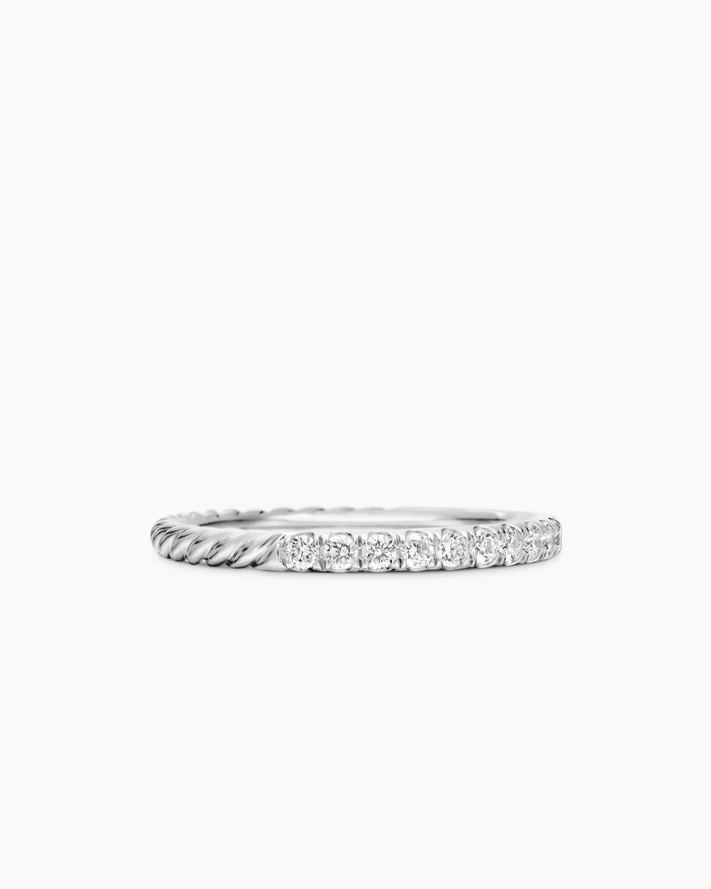 Womens Cable Collectibles Stack Ring in 18ct White Gold with Diamonds, 2mm
