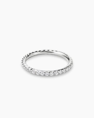 Cable Collectibles® Stack Ring in 18K White Gold with Diamonds, 2mm