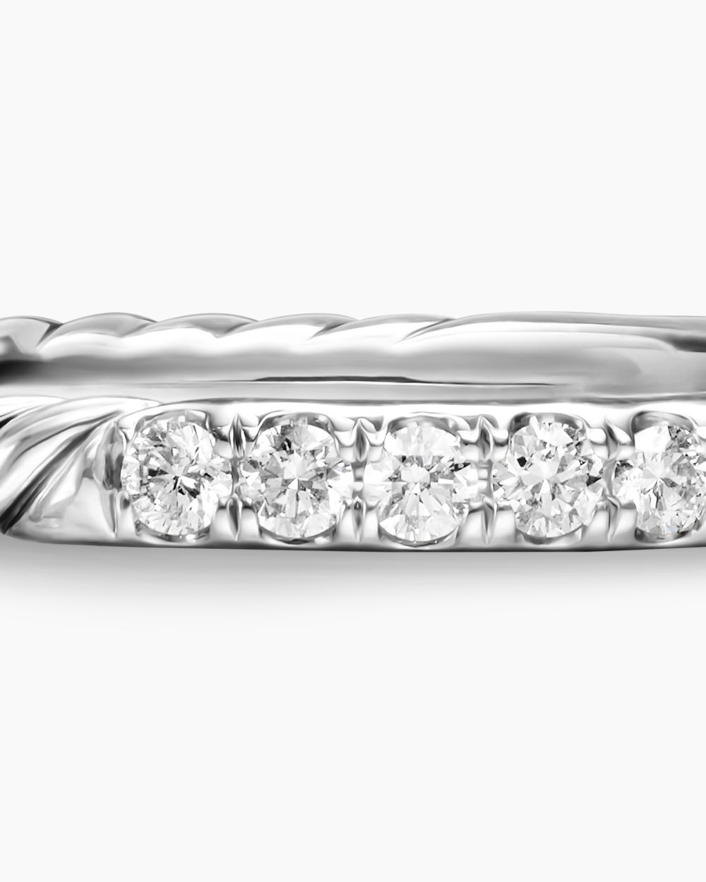 Womens Cable Collectibles Stack Ring in Sterling Silver with Diamonds, 2mm