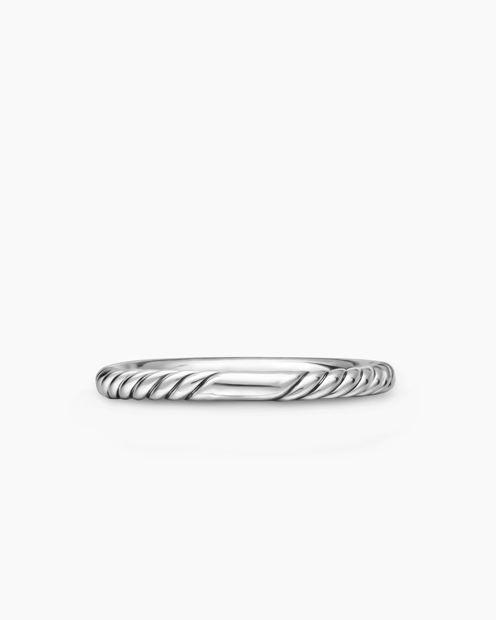 Womens Cable Collectibles Stack Ring in Sterling Silver with Diamonds, 2mm