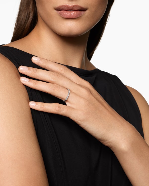 Cable Collectibles Stack Ring in Sterling Silver with Diamonds, 2mm