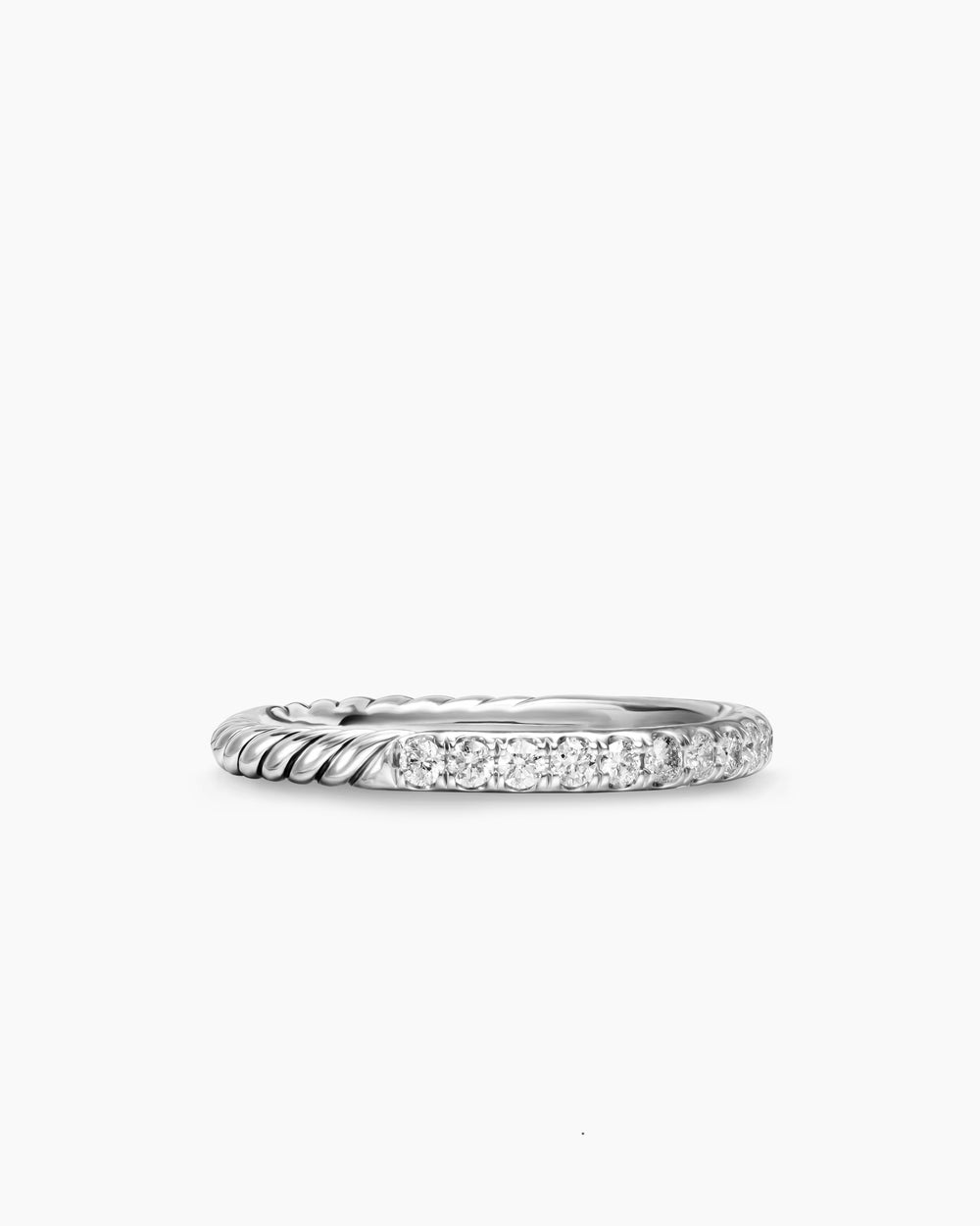 Womens Cable Collectibles Stack Ring in Sterling Silver with Diamonds, 2mm