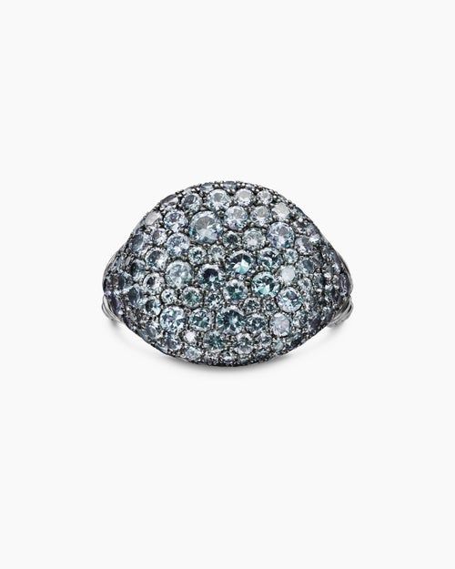 Womens Pavé Pinky Ring in 18K White Gold with Color Change Garnet, 13mm