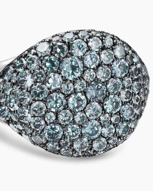 Womens Pavé Pinky Ring in 18K White Gold with Color Change Garnet, 13mm