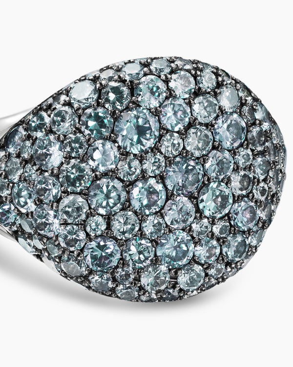 Pavé Pinky Ring in 18K White Gold with Color Change Garnet, 13mm