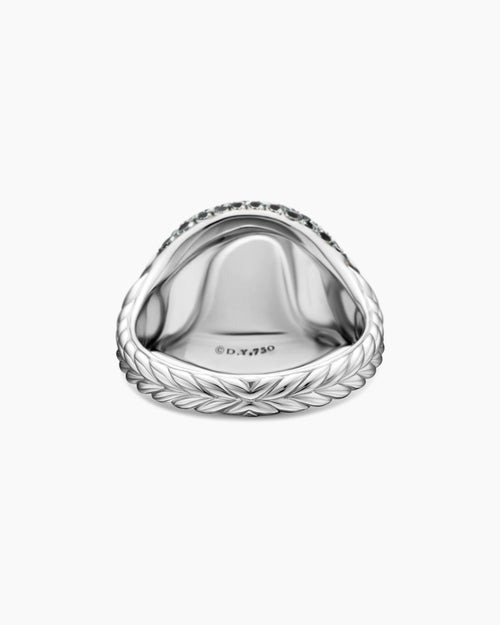 Womens Pavé Pinky Ring in 18K White Gold with Color Change Garnet, 13mm