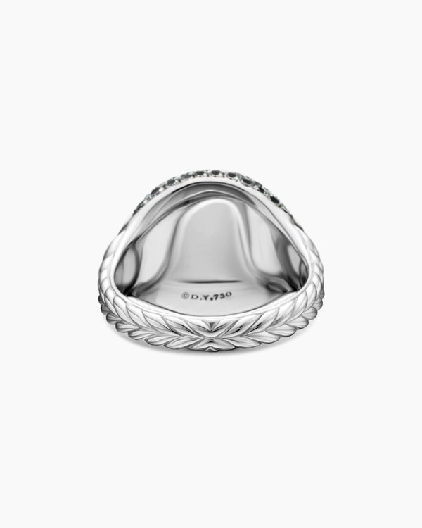 Pavé Pinky Ring in 18K White Gold with Color Change Garnet, 13mm