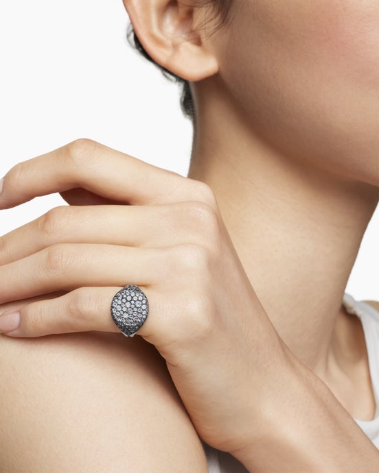 Pavé Pinky Ring in 18K White Gold, 13mm