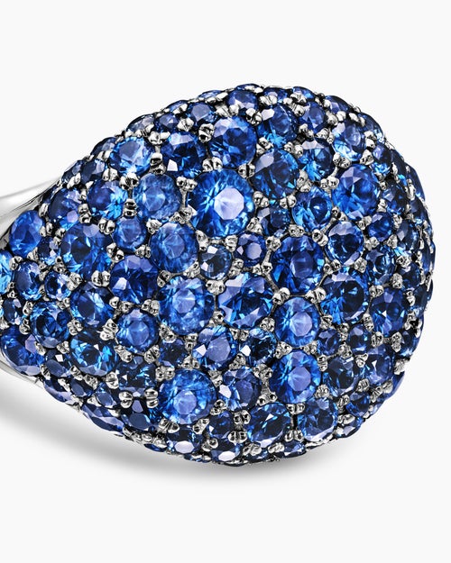 Womens Pavé Pinky Ring in 18ct White Gold with Sapphires, 13mm