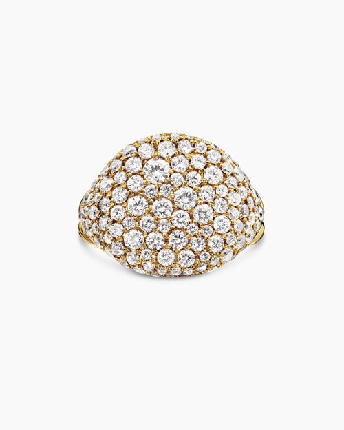 Womens Pavé Pinky Ring in 18K Yellow Gold with Diamonds, 13mm