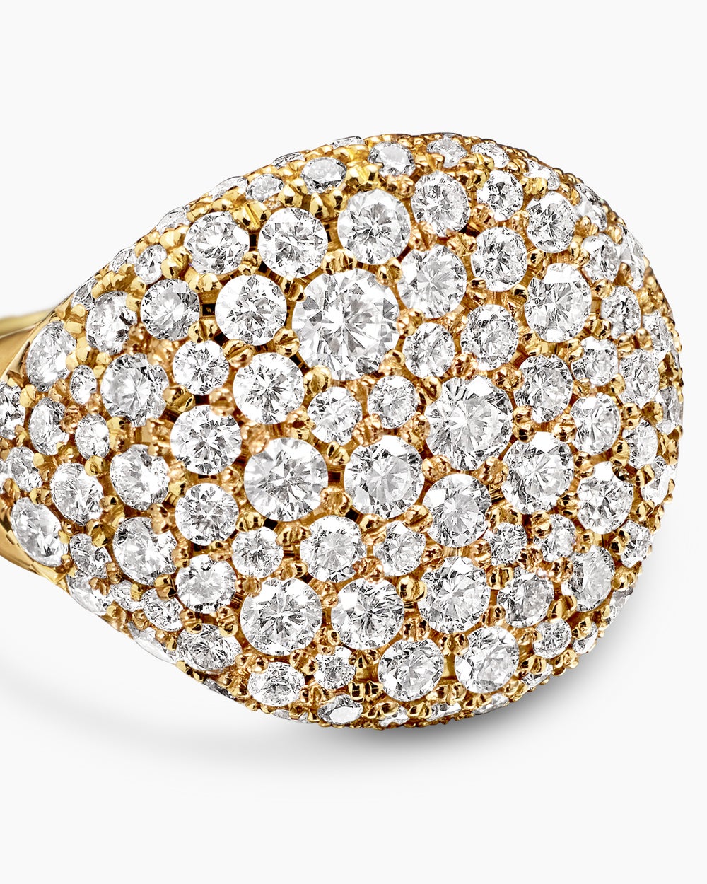 Womens Pavé Pinky Ring in 18K Yellow Gold with Diamonds, 13mm