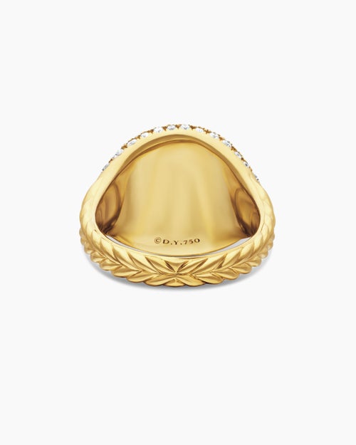 Womens Pavé Pinky Ring in 18K Yellow Gold with Diamonds, 13mm