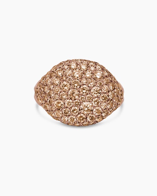 Womens Pavé Pinky Ring in 18K Rose Gold with Diamonds, 13mm
