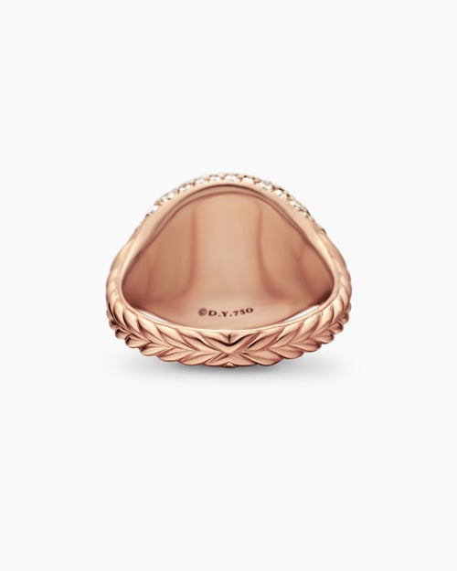 Womens Pavé Pinky Ring in 18K Rose Gold with Diamonds, 13mm