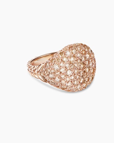 Chevron Pinky Ring in 18K Rose Gold with Diamonds, 13mm