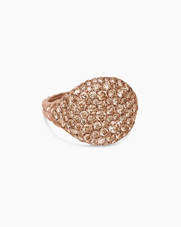 Pavé Pinky Ring in 18K Rose Gold with Diamonds, 13mm