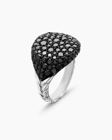 Chevron Pinky Ring in 18K White Gold with Diamonds, 13mm
