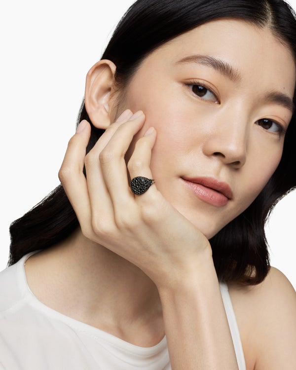 Pavé Pinky Ring in 18K White Gold with Diamonds, 13mm