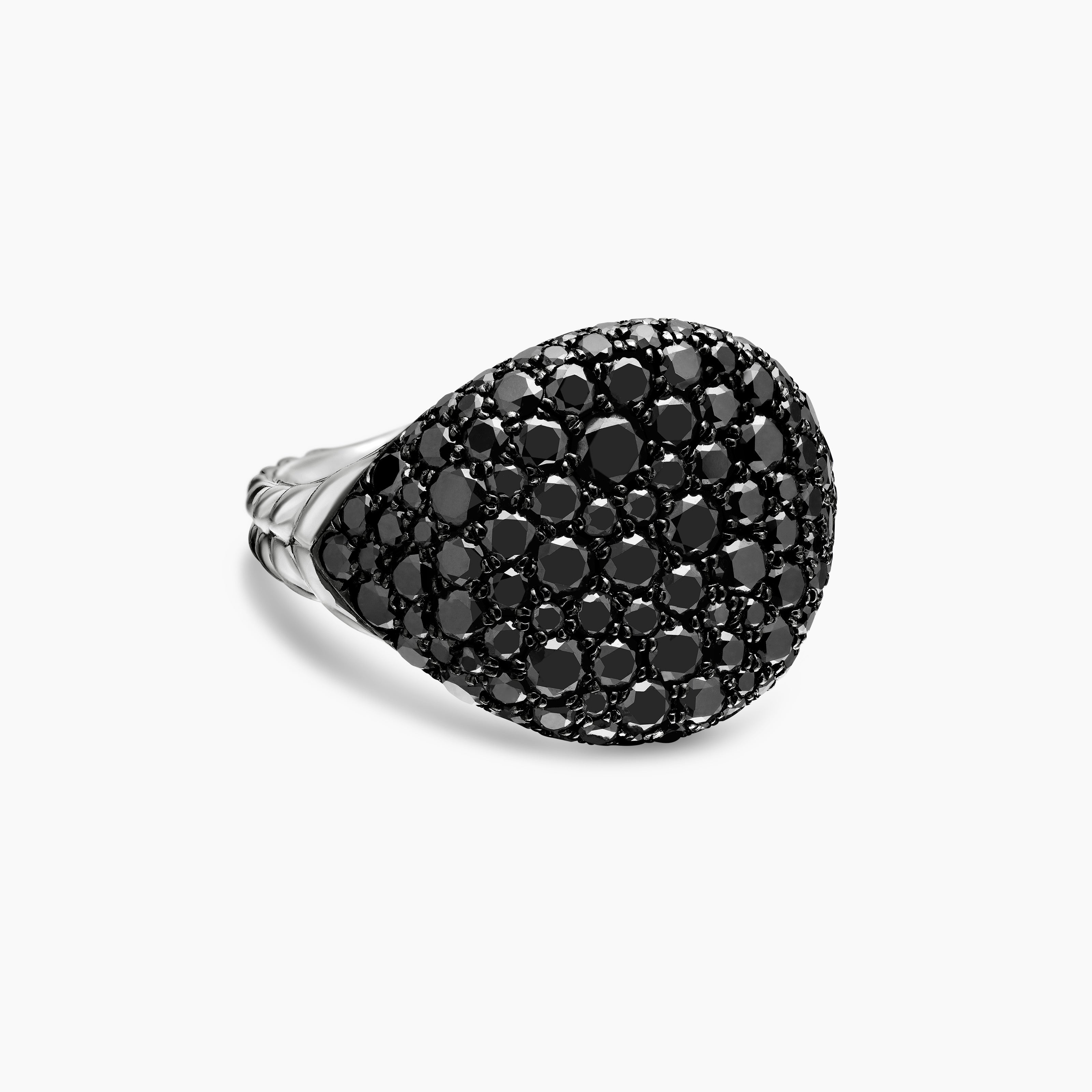 Womens Pav&eacute; Pinky Ring in 18K White Gold with Diamonds, 13mm