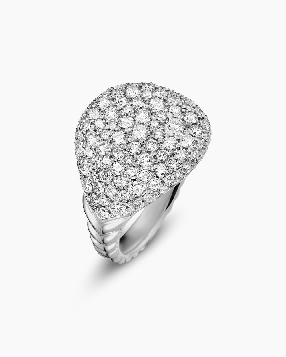 Womens Pavé Pinky Ring in 18K White Gold with Diamonds, 13mm