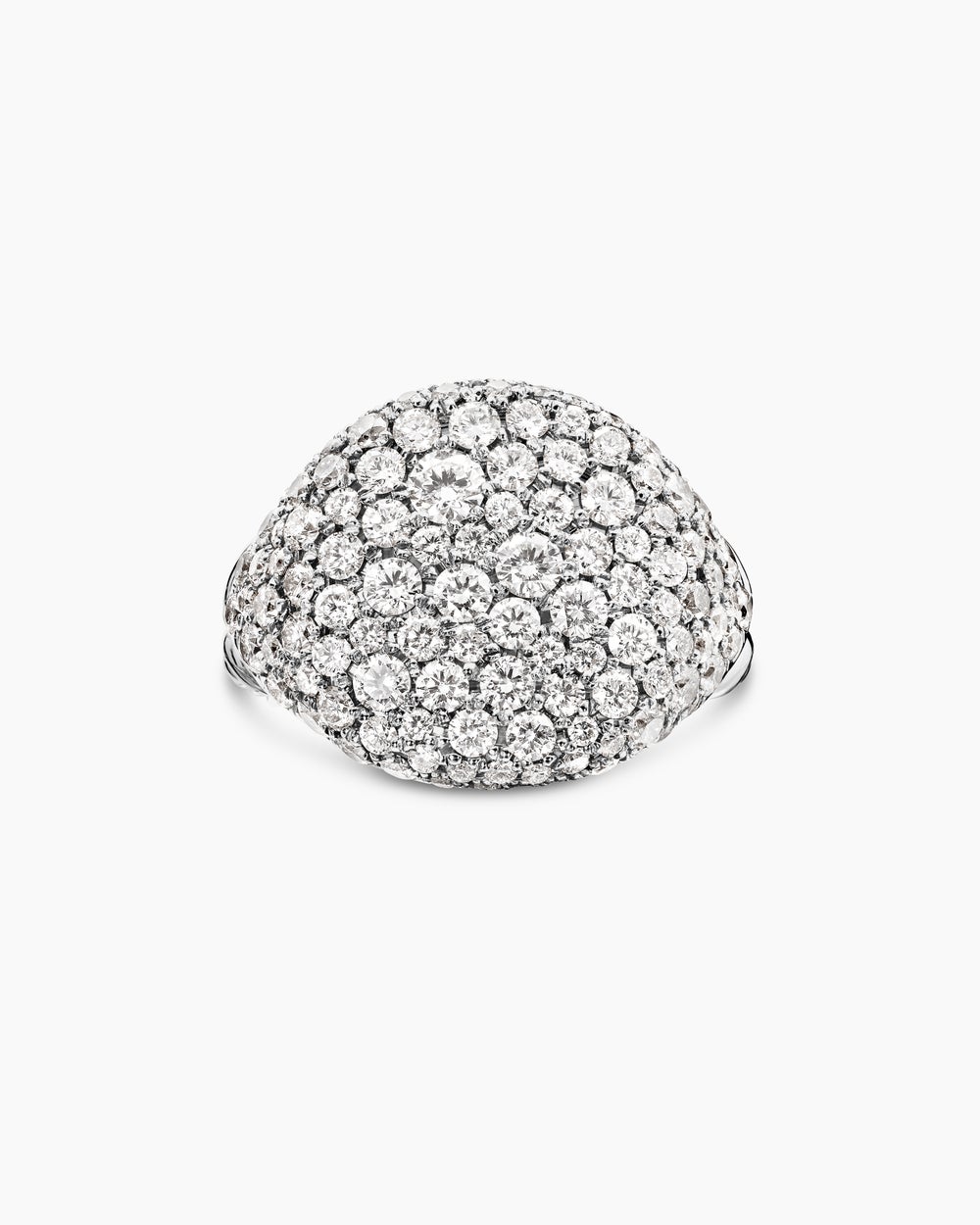 Womens Pavé Pinky Ring in 18K White Gold with Diamonds, 13mm