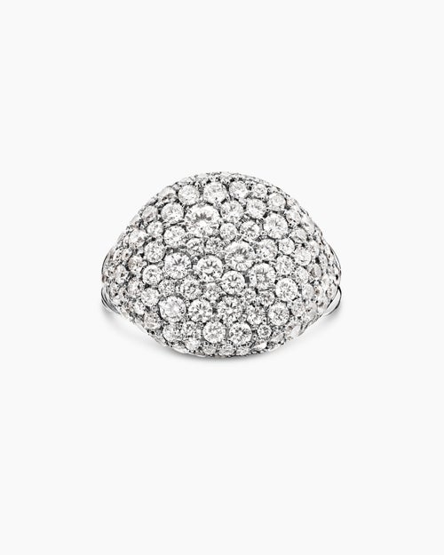 Womens Pavé Pinky Ring in 18K White Gold with Diamonds, 13mm