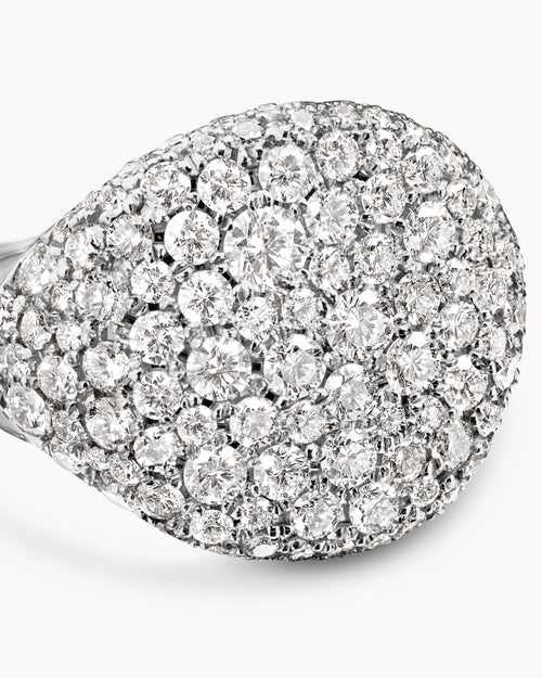 Womens Pavé Pinky Ring in 18K White Gold with Diamonds, 13mm