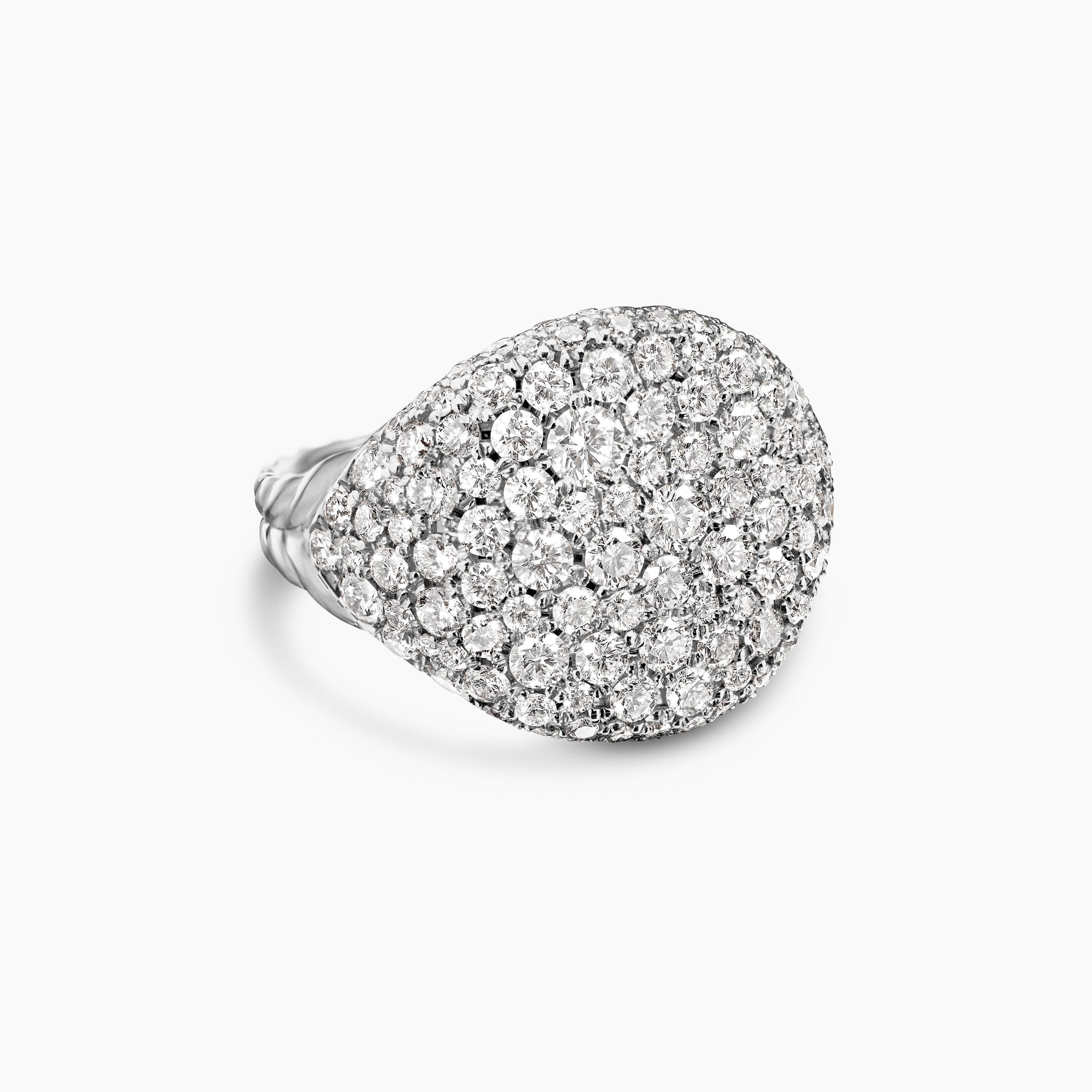 Womens Pav&eacute; Pinky Ring in 18K White Gold with Diamonds, 13mm