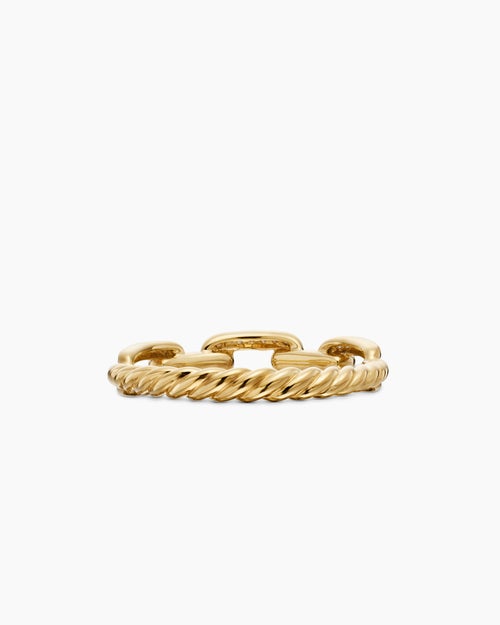 Womens Stax Chain Link Ring in 18K Yellow Gold with Diamonds, 4.5mm