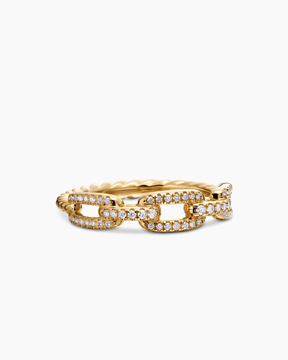 Womens Stax Chain Link Ring in 18K Yellow Gold with Diamonds, 4.5mm