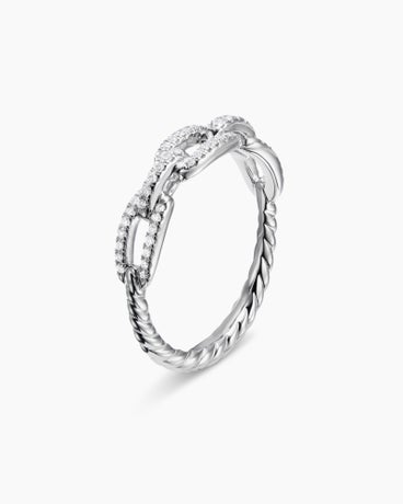 Stax Chain Link Ring in 18K White Gold with Diamonds, 4.5mm