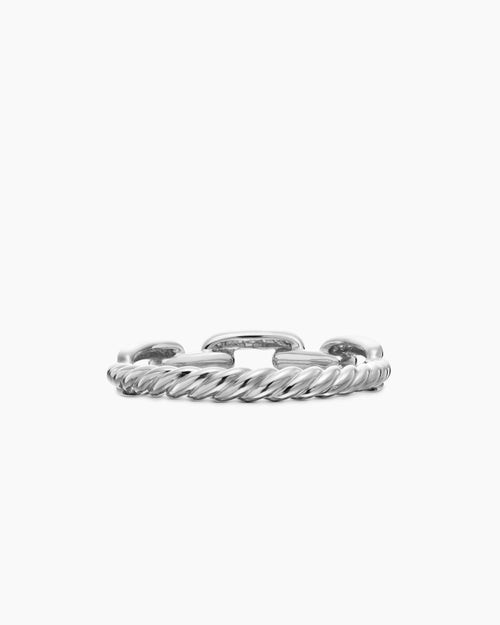 Womens Stax Chain Link Ring in 18K White Gold with Diamonds, 4.5mm