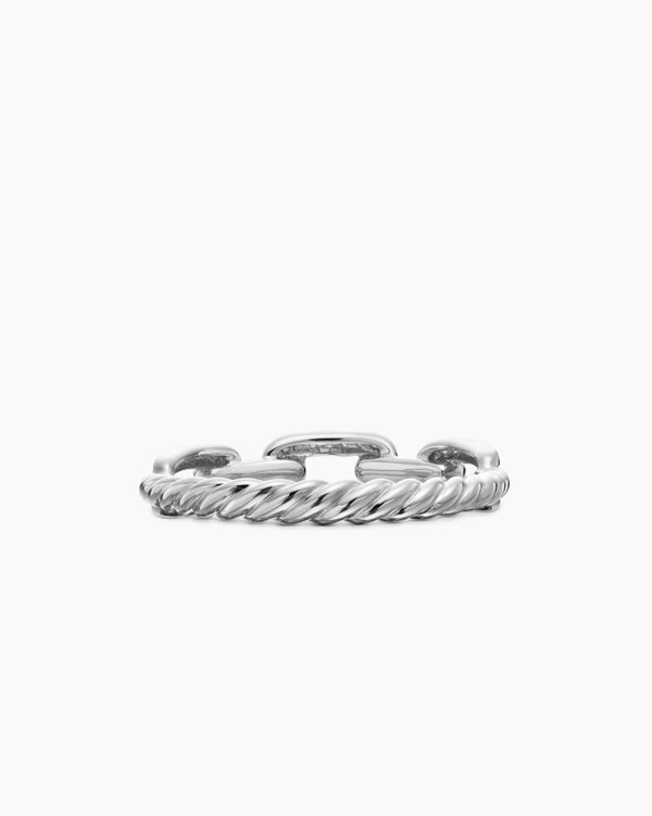 Stax Chain Link Ring in 18K White Gold with Diamonds, 4.5mm