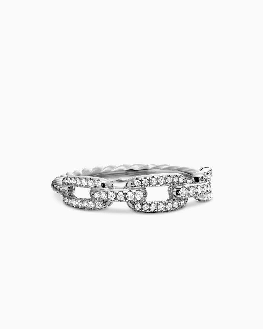 Womens Stax Chain Link Ring in 18ct White Gold with Diamonds, 4.5mm