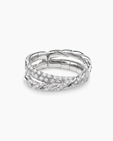 Pavéflex Two Row Ring in 18K White Gold with Diamonds, 16mm